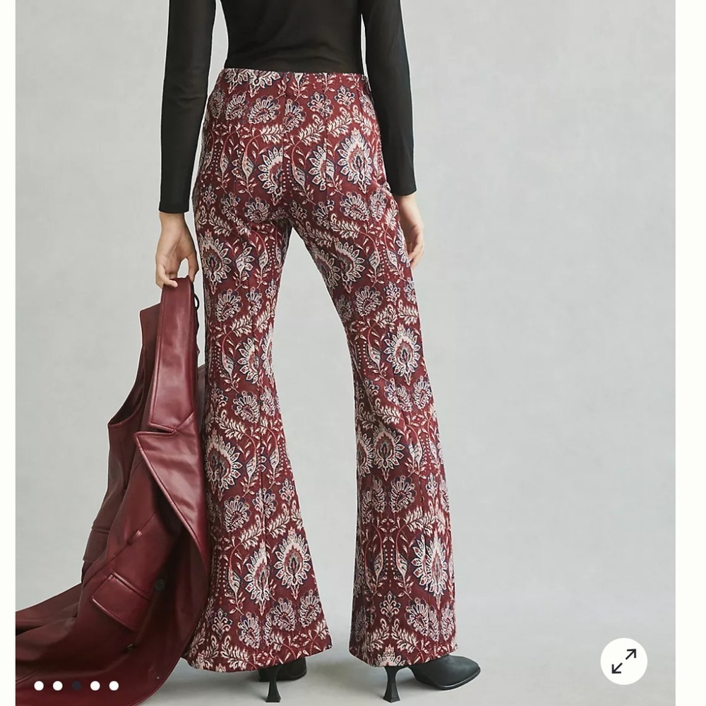 Anthropologie Damask Jacquard Flare Pants - Picture 4 of 13